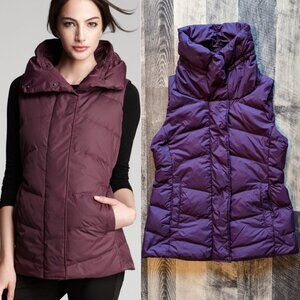 Eileen Fisher Funnel Neck Puffer Vest Purple Nylon Medium